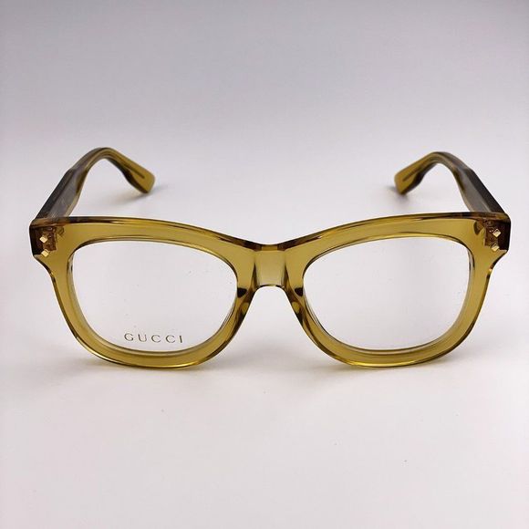 GUCCI GG1086O 006 Eyeglasses Transparent Yellow Square Women - Picture 3 of 9